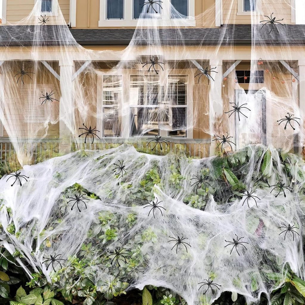 Stretchable Cobweb & Spider Decor Set